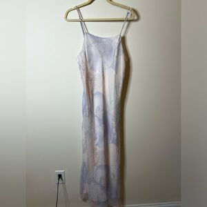 Lord and Taylor vintage 90s baby blue dainty floral slip style maxi dress s M/L